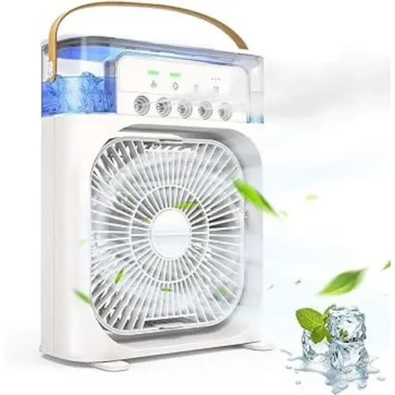 Refrigerador De Ar Ventilador Umidificador Portátil Com Led Reservatório De Água Led Usb