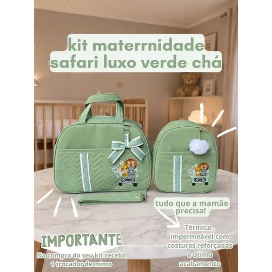 BOLSA MATERNIDADE COM BORDADO DE SAFARI MASCULINO