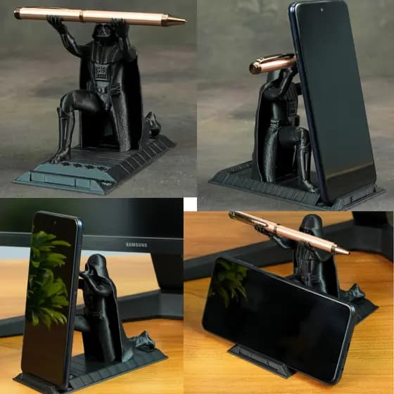 Suporte Darth Vader para Caneta e Celular – Impressão 3D em PLA