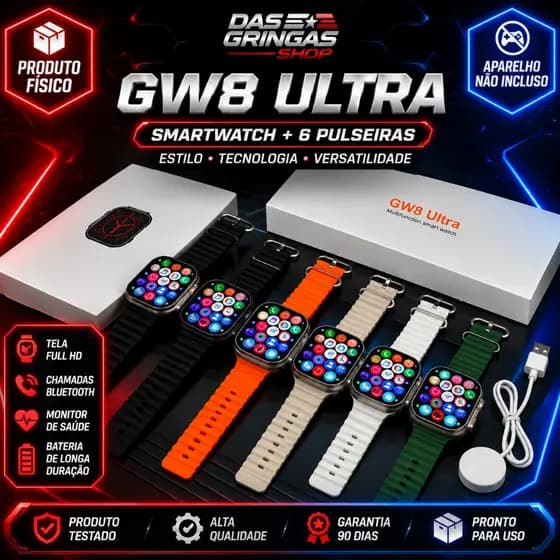 Relógio Inteligente GW8 Ultra Melhor Custo Beneficio Com Ótima Qualidade De Acabamento.