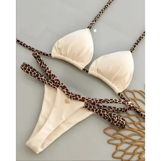 Biquini Feminino novo estilo com cadarço praia maiô primavera quente biquíni