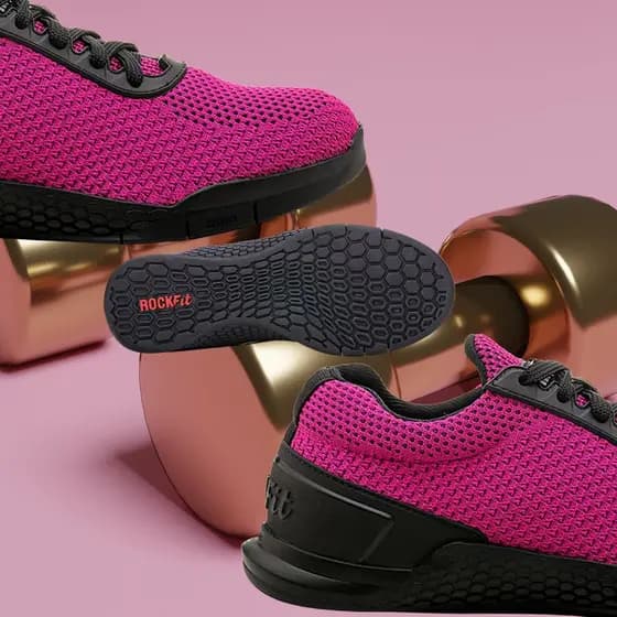 Tênis Cross Training Rockfit Knit Rosa Solado Borracha