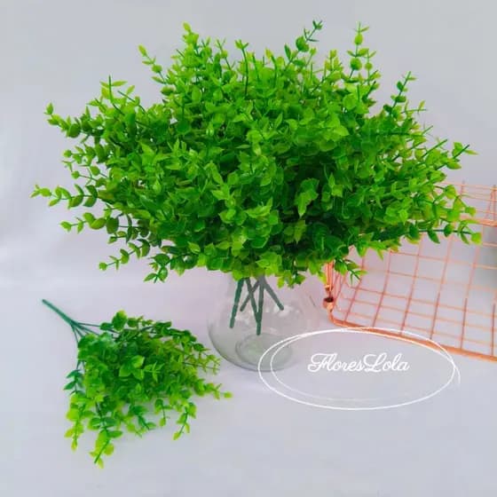 Buque de Folhagem eucalipto artificial com folhas artificiais verde com 5 galhos P/arranjos, plantas artificiais