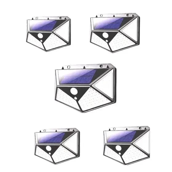 KIT 5 Luminária Solar Externa 100 Leds com Sensor de Presença Automático - Sem Fio à Prova D' Água