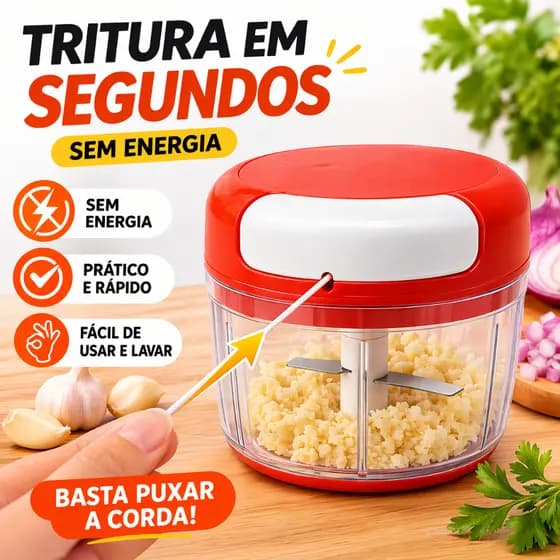 Triturador Manual De Alimentos Cozinha 3 Lâminas Portátil Sem Energia Fácil Uso
