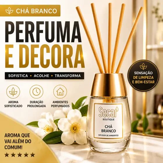 Aromatizador Difusor Chá Branco Premium Casa Perfumada Varetas 100ml