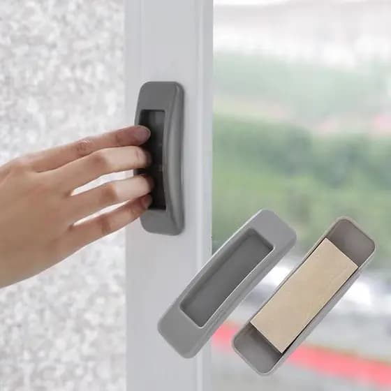 Puxador Adesivo Para Moveis C/2pçs Plástico Branco com adesivo para fixação./Puxador De Porta De Vidro Auto-Adesivo Fácil De Install Para Portas / Gavetas / Porta De Vidro