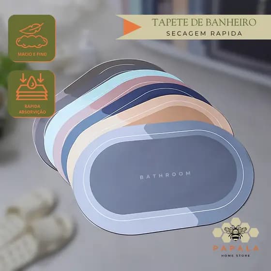 KIT 2 Tapete Banheiro Antiderrapante Secagem Rápida Absorvente 40x60 Cozinha Entrada Chuveiro