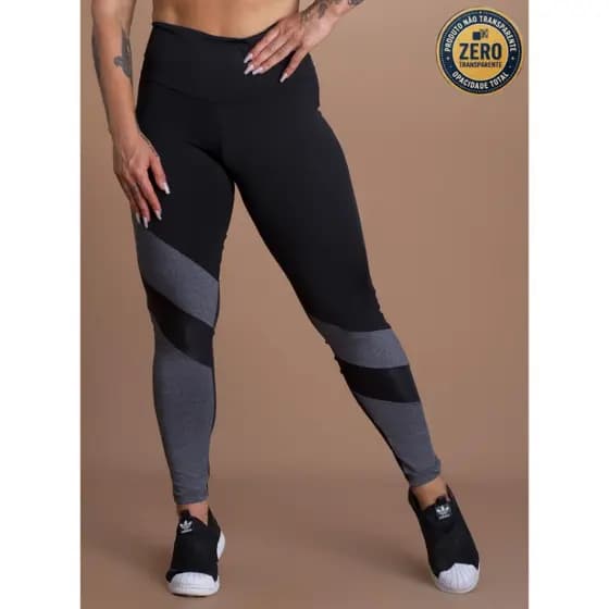 Calça Legging Feminina Fitness Academia Cintura Alta Recortes Perna DRB Modas