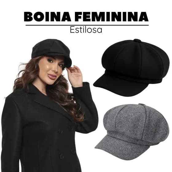 Boina Francesa Inverno Feminina Chapéu Liso Estiloso