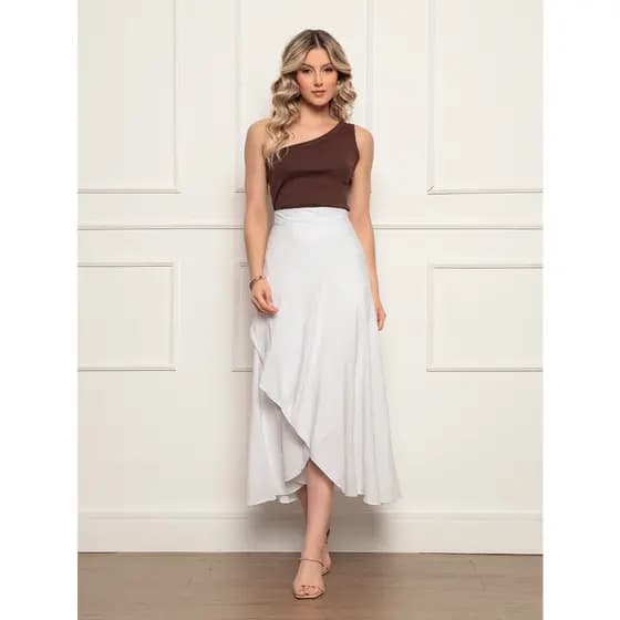 Saia Envelope feminina de Amarrar varias cores Lisa Moderna Elegante