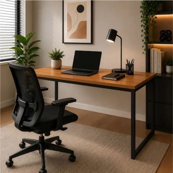 Mesa Escrivaninha Para Quarto 90x45cm MD e Aço Notebook Computador Escritório