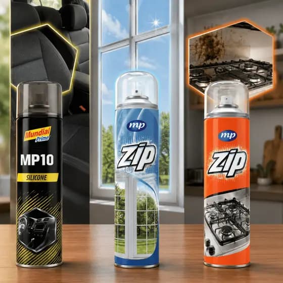 Kit Espuma Desengordurante 300ml + Limpa Vidros Spray+ Silicone Spray Perfumado Tutti-Frutti Limpeza