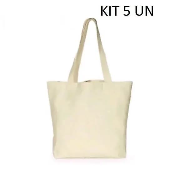 KIT 5 (cinco) sacolas ecobag em algodão cru 32x38cm