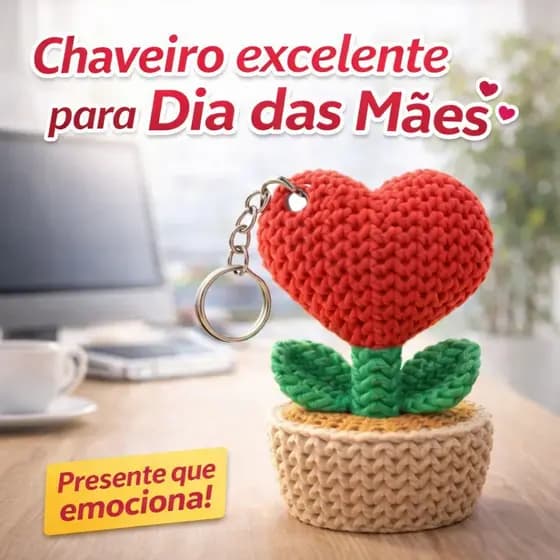 Kit Chaveiros Lembrancinha de Dia das Mães - Estilo Crochê Amigurumi