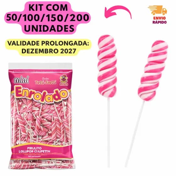 Pirulito Mini Enrolado Psicodélico Rosa 300g Aprox Unidades | Lembrancinha Festa Infantil