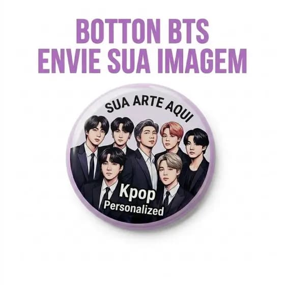 Bts acessórios Broche Pin Kit bottons personalizados - Envie Sua Imagem