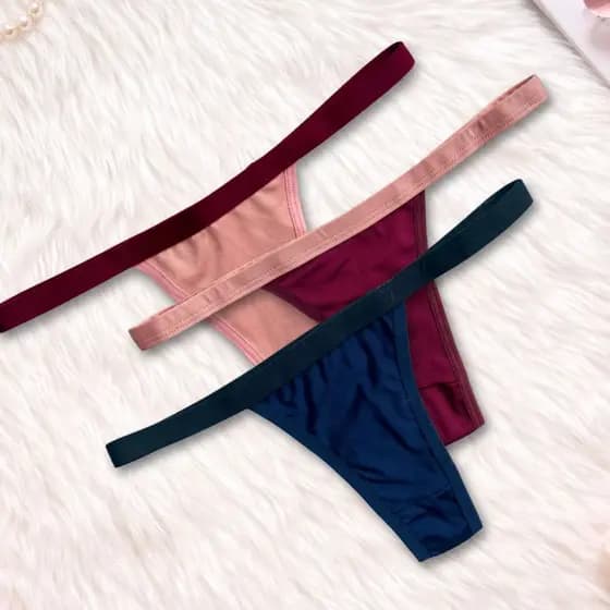 Kit 3 Calcinha Feminina Conforto Tanga Biquíni Confortável Com Forro Algodão Básica Dia a Dia