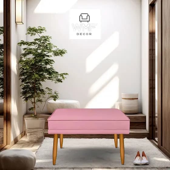 Puff Barça cor rosa para sala, quarto, descansa pés