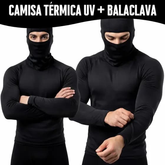 Kit Touca Ninja Balaclava UV 50+ Camisa Térmica