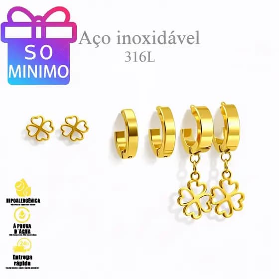 Brincos Unissex em Aço Inoxidável – Conjunto com 3 Peças, Resistência ao Desgaste e Brilho Impecável