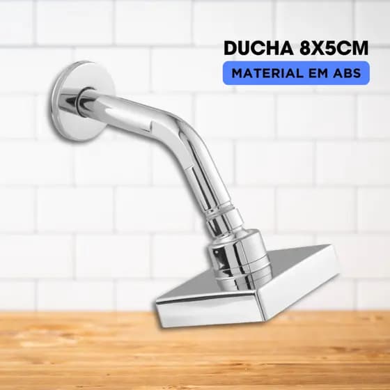 Ducha Chuveiro Quadrada Com Braço De 10cm Em Abs
