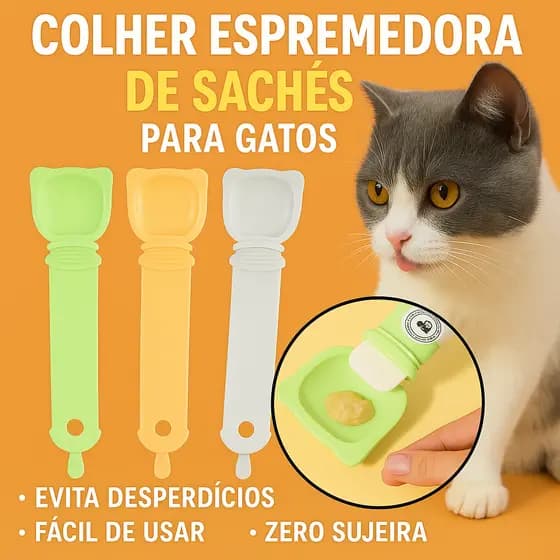 Colher para Gatos Espremedora de Saches Petiscos Truly Churu Espátula Alimentadora