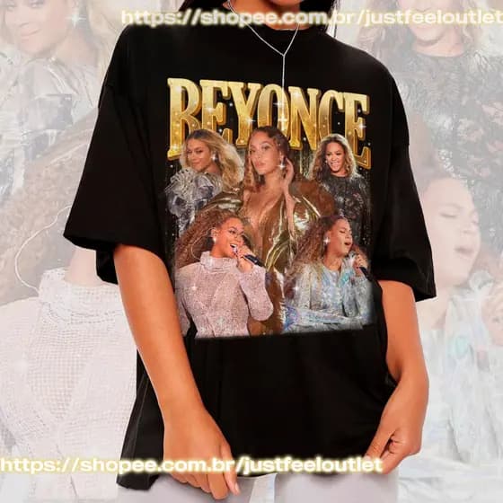 Camiseta T-shirt Unissex Algodão Vintage "Beyonce" Cantora 90's unissex