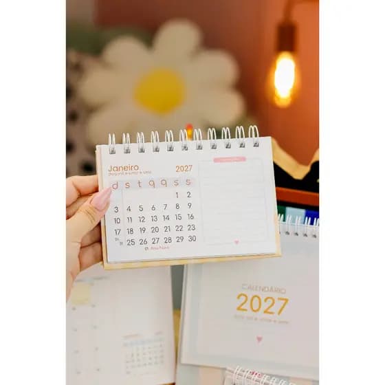 Calendário de Mesa 2027 A6 Personalizado | Ideal para Empresas, Escritórios e Lembrancinhas