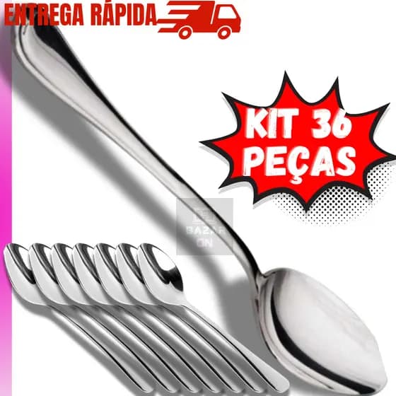 Kit Jogo 36 Colheres Mesa Em Aço Inox Conjunto Para Jantar Almoço Restaurante Hotel Premium Original