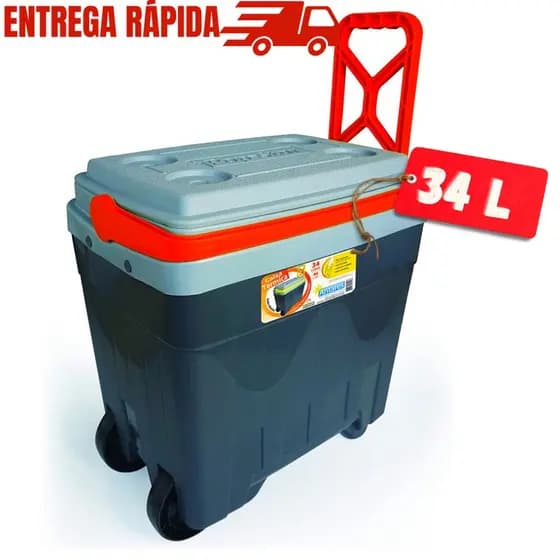 Cooler Caixa Térmica Grande 34 Litros com Rodinhas Praia Verão