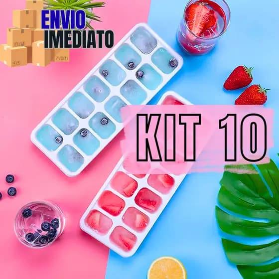 Kit 10 Formas Colorida De Gelo Fundo De Silicone Forminha Cubo Suco Papinha Fácil Desenformar