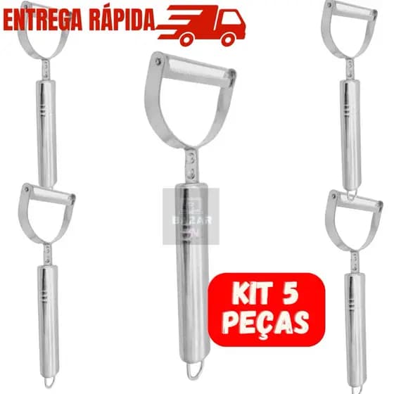 kit 5 Descascador Ralador Cortador de Legumes Frutas Aço Inox