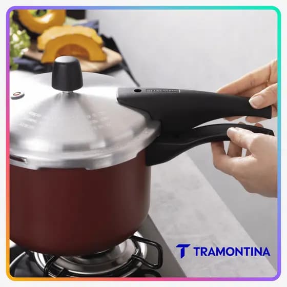Panela de Pressão Tramontina Vancouver Alumínio Antiaderente 4,5 Litros Preta ou Vermelha