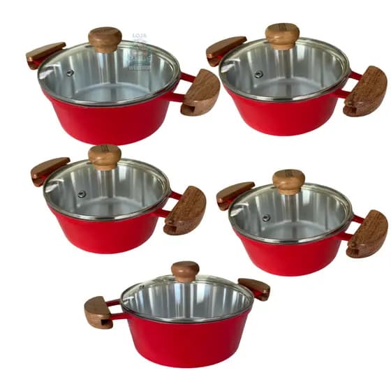 Conjunto Panelas de Alumínio Fundido Extang 5 Peças Vermelha Promoção