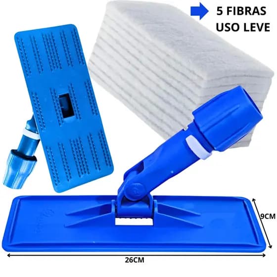 Suporte Limpa Tudo Mop Pega Fibra Com 5 Fibras Limpeza Leve