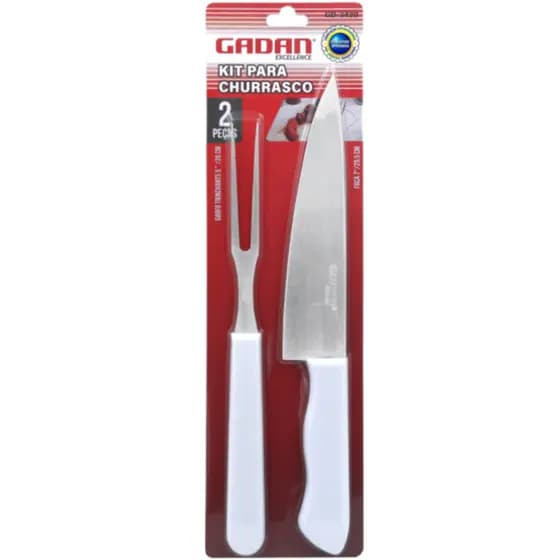 Kit Churrasco 2 Peças Gadan – Faca e Garfo Inox Profissional com Cabo de Polipropileno