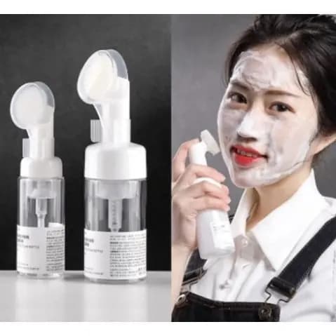 Frasco Pump Espumador Com Escova De Silicone Para Limpeza Facial Skin Care 60ml