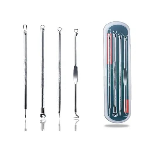 Kit Extrator Removedor De Cravos Em Inox Com 4 Agulhas + Estojo