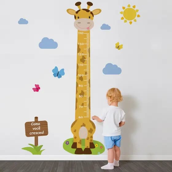Adesivo de Parede Girafa Régua de Crescimento 146cm