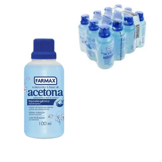 KIT 12 ACETONA FARMAX 100ML REMOVE ESMALTE HIPOALERGENICO