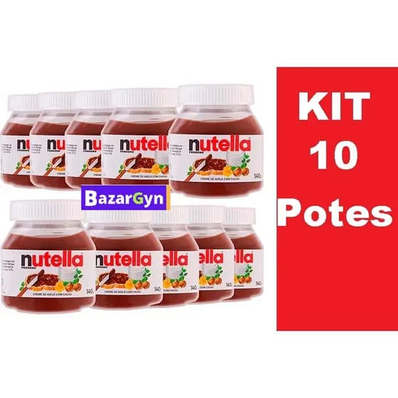 Kit 10 Nutella Potes 140g Original Ferrero Rocher