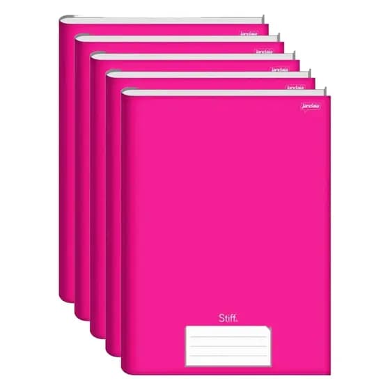 KIT 5 CADERNO CADERNO PEQUENO JANDAIA 96F STIFF 1/4 CAPA DURA- ROSA