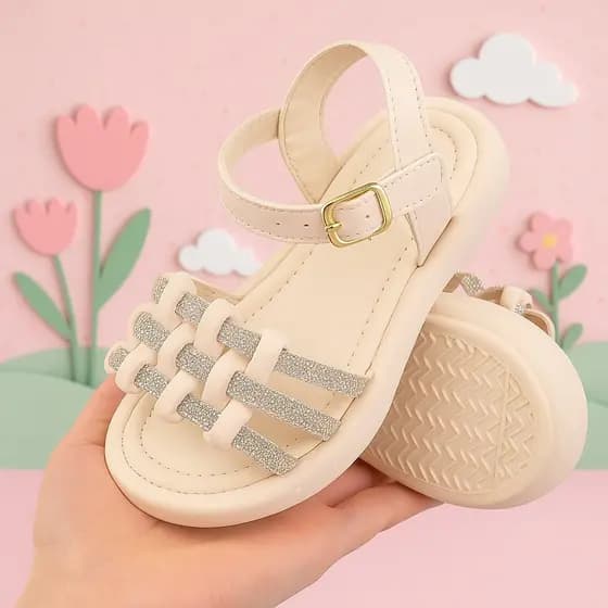 Sandália Menina Laço Fashion Brilho Infantil Confortável Lançamento