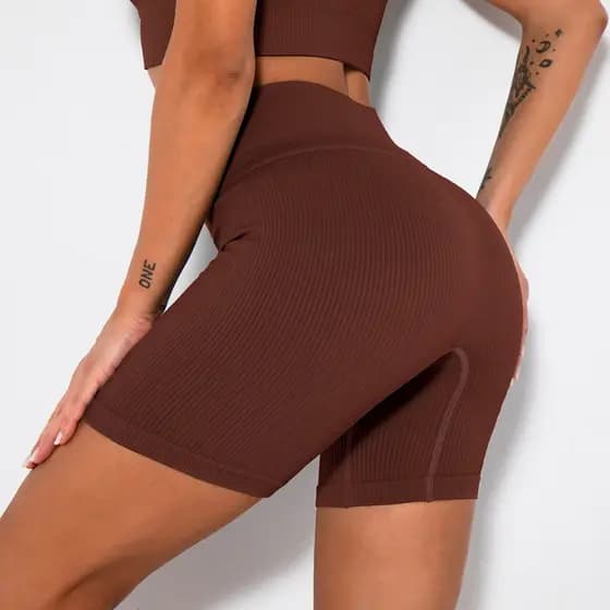 Shorts Fitness Canelado Academia Zero Transparencia Feminino Premium Sport Sem Costura Academia Bermuda