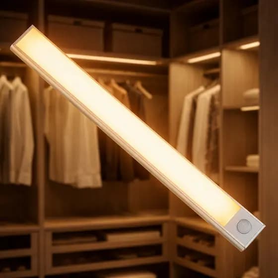 Luz LED Barra Com Sensor Movimento Recarregável USB 3 Cores Ajustáveis Sem Fio Magnética Para Armário Closet Escada
