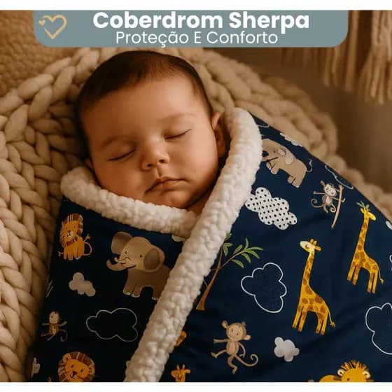 Coberdrom Edredom Infantil Para Berço Bebe Sherpa Estampado Algodão Cobertor Menino Menina