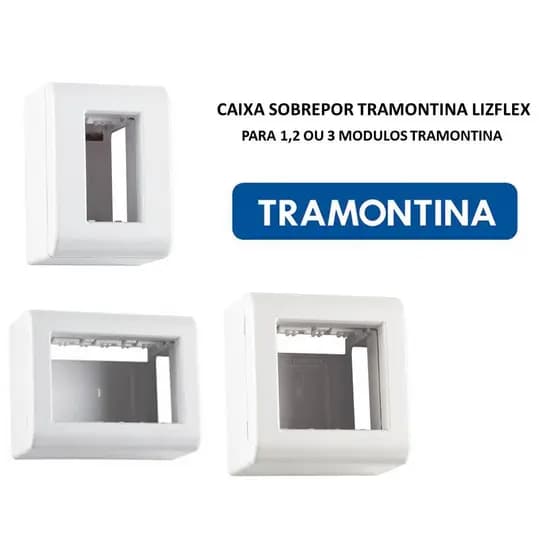 Caixa Sobrepor P/Tomada e Interruptor Tramontina LizFlex P/1, 2 ou 3 Modulos