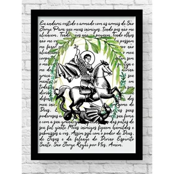 Quadro Decorativo Oração de São Jorge 21x30 Quadros decorativos religiosos em mdf Placas decorativas para sala quarto