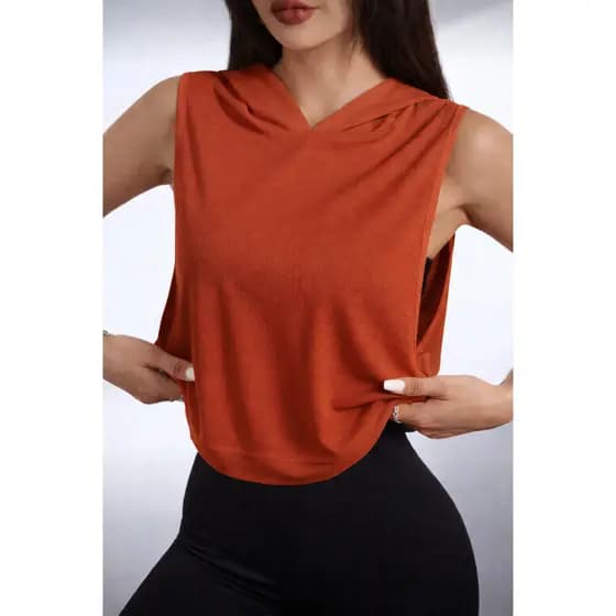 Regata DryFit Feminina Fitness c/ Capuz - Tule Camiseta Top Treino Esporte academia look corta vento